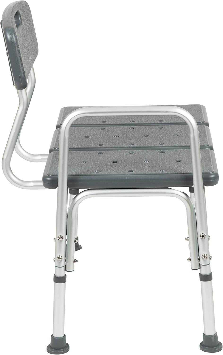 imageFlash Furniture HERCULES Series 300 Lb Capacity Adjustable Gray Bath ampamp Shower Transfer Bench with Back and Side ArmGrey