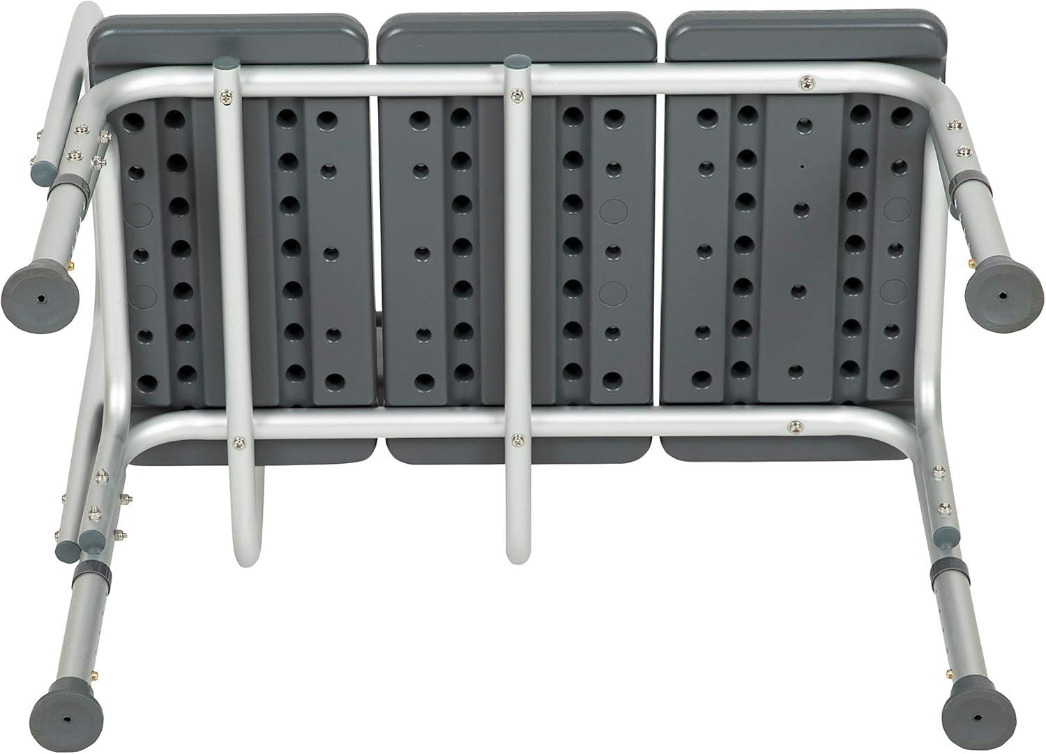 imageFlash Furniture HERCULES Series 300 Lb Capacity Adjustable Gray Bath ampamp Shower Transfer Bench with Back and Side ArmGrey