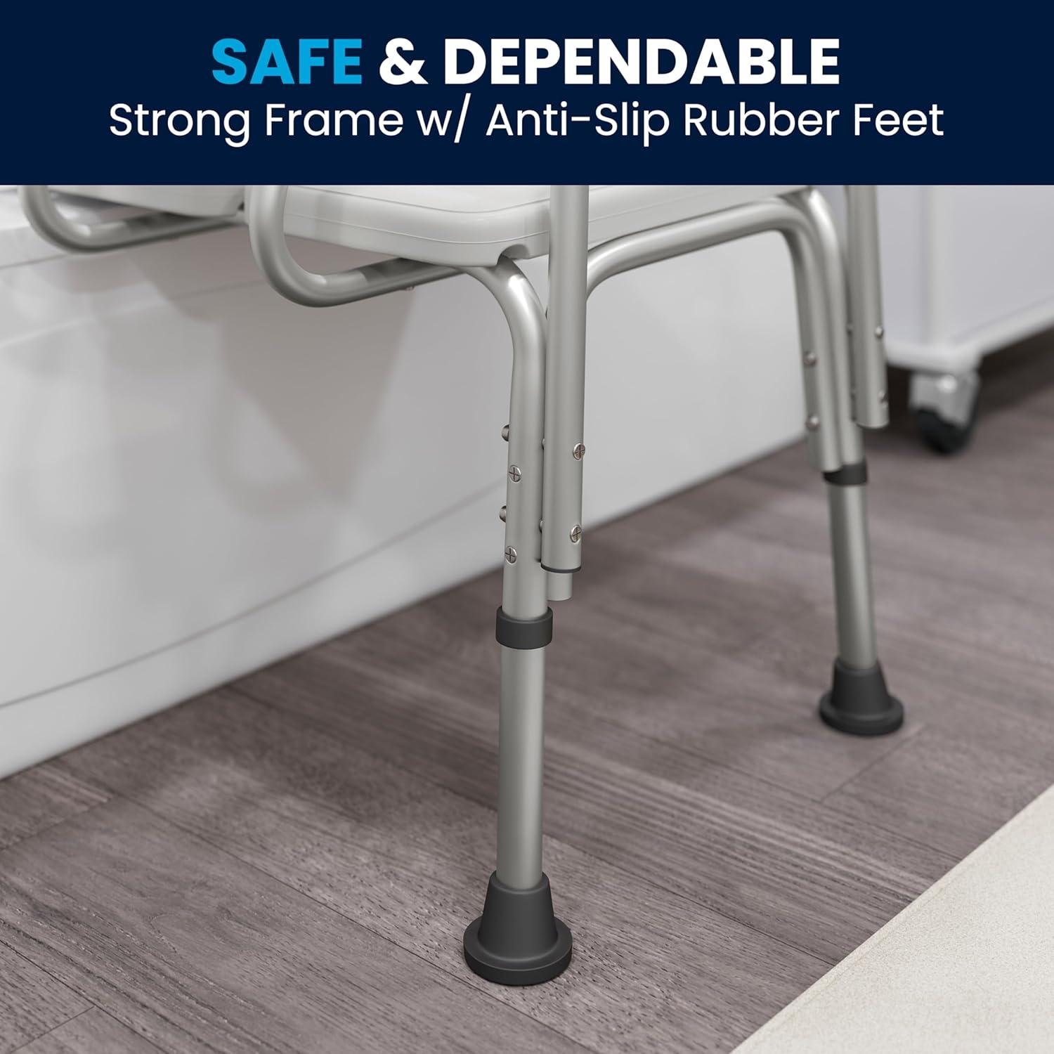 imageFlash Furniture HERCULES Series 300 Lb Capacity Adjustable Gray Bath ampamp Shower Transfer Bench with Back and Side ArmWhite