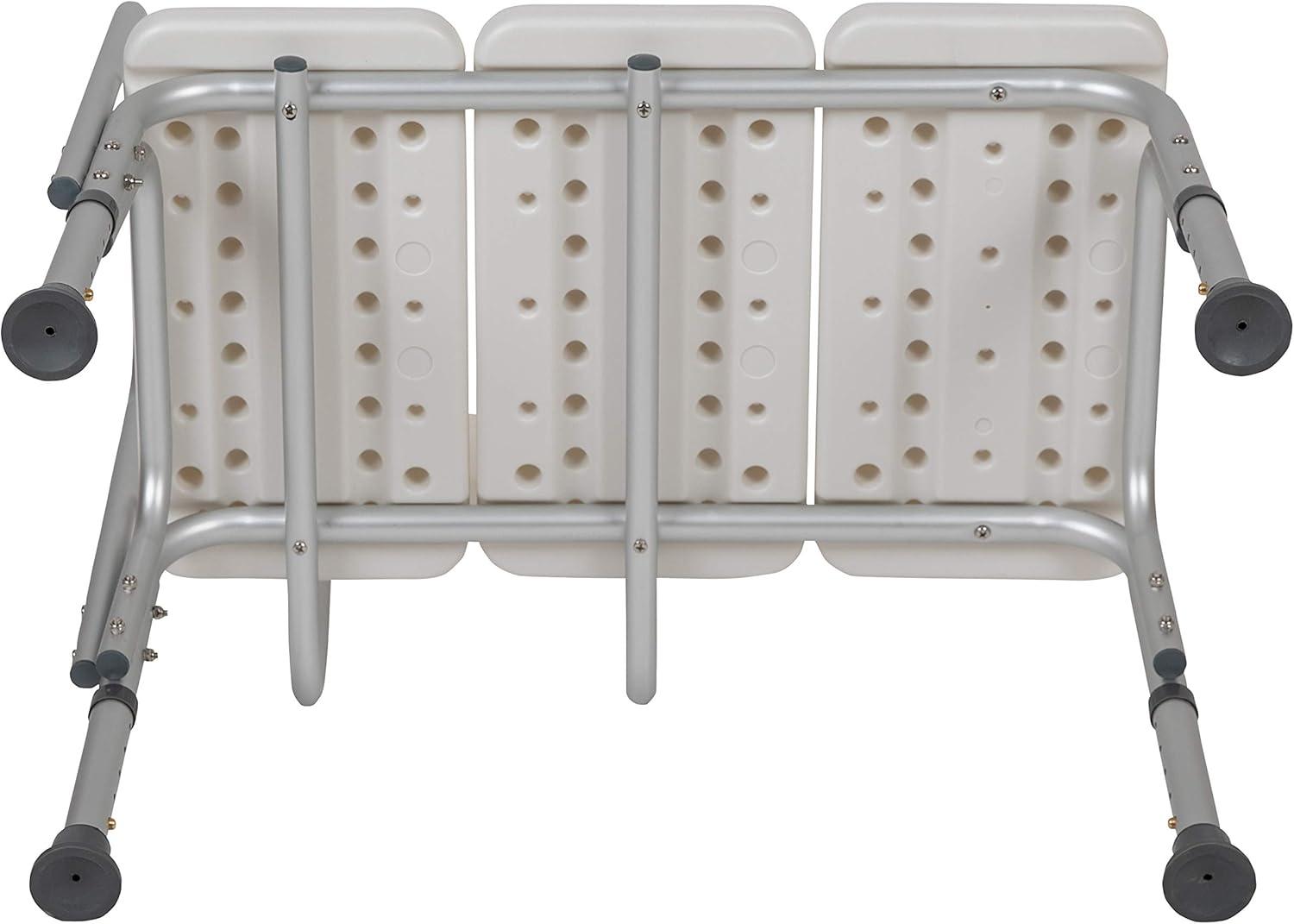 imageFlash Furniture HERCULES Series 300 Lb Capacity Adjustable Gray Bath ampamp Shower Transfer Bench with Back and Side ArmWhite