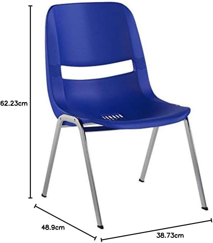 imageFlash Furniture HERCULES Series 440 lb Capacity Kids Black Ergonomic Shell Stack Chair with Black Frame and 14quot Seat HeightNavy PlasticChrome Frame