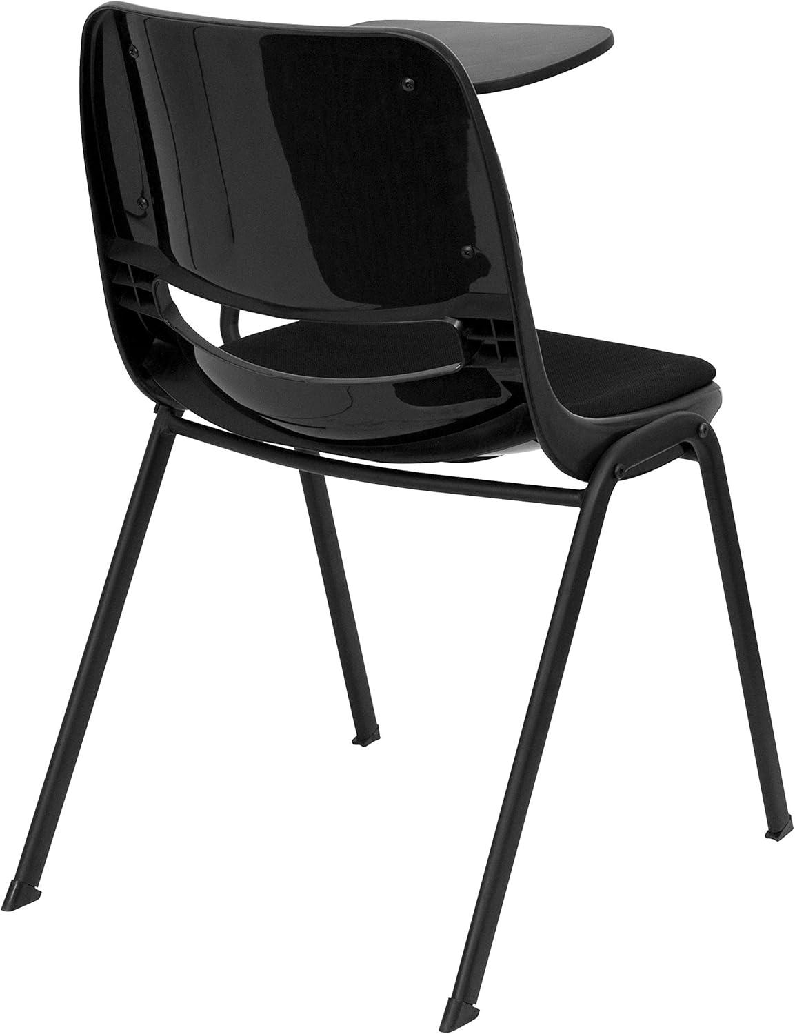 imageFlash Furniture HERCULES Series 661 lb Capacity Black Ergonomic Shell Stack Chair with Black Frame and 16 Seat HeightBlack