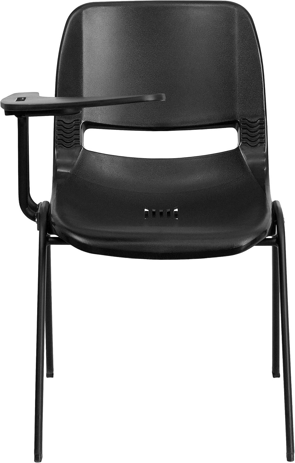 imageFlash Furniture HERCULES Series 661 lb Capacity Black Ergonomic Shell Stack Chair with Black Frame and 16 Seat HeightBlack