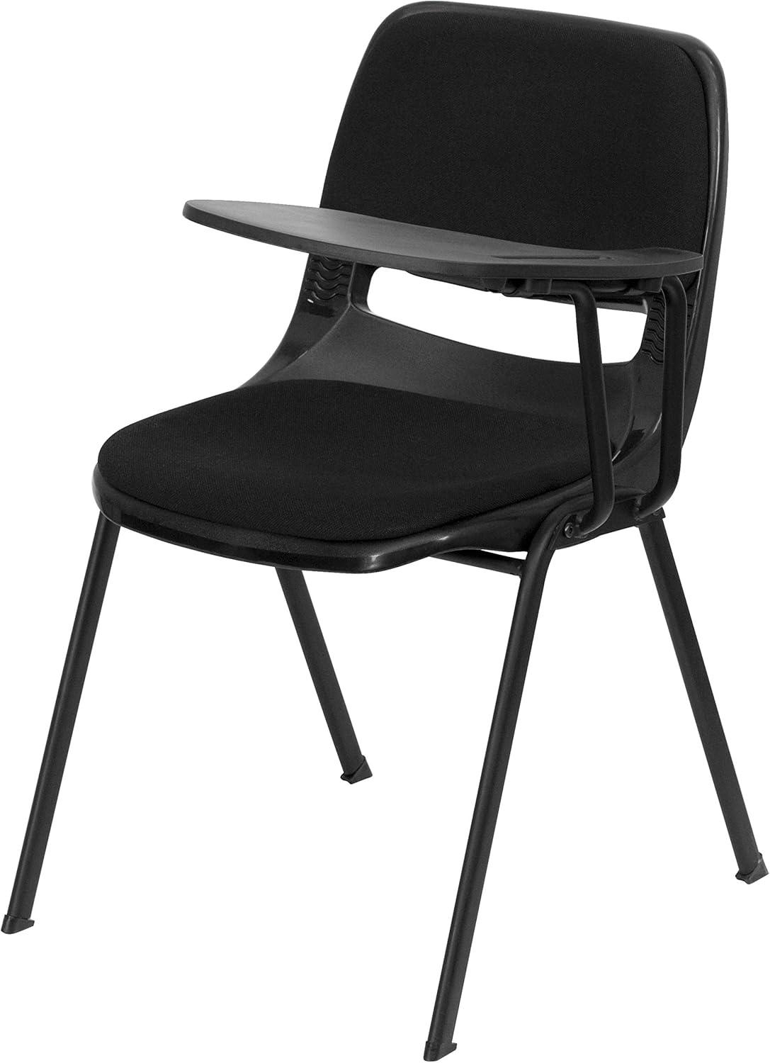 imageFlash Furniture HERCULES Series 661 lb Capacity Black Ergonomic Shell Stack Chair with Black Frame and 16 Seat HeightBlack