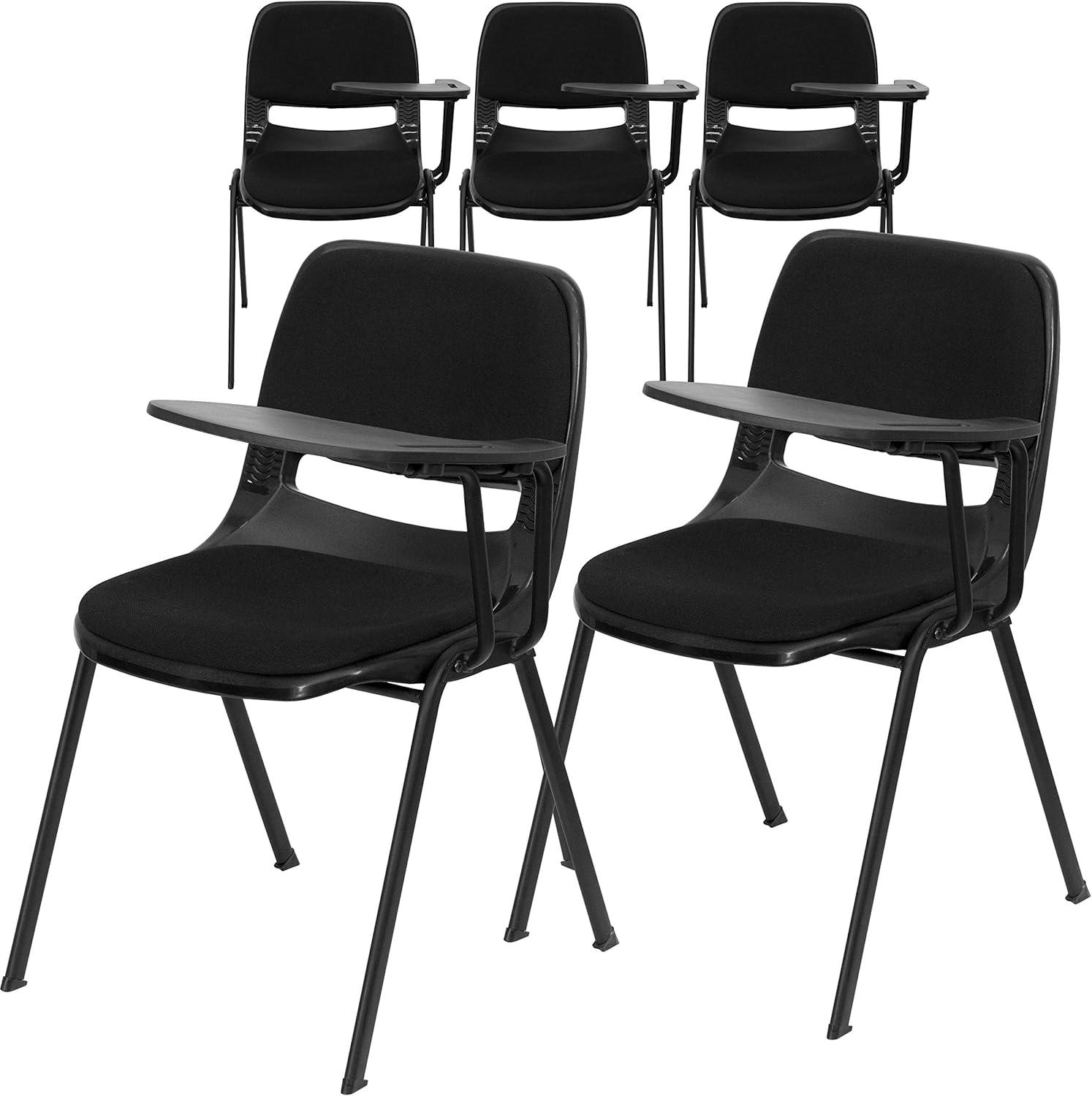 imageFlash Furniture HERCULES Series 661 lb Capacity Black Ergonomic Shell Stack Chair with Black Frame and 16 Seat HeightBlack