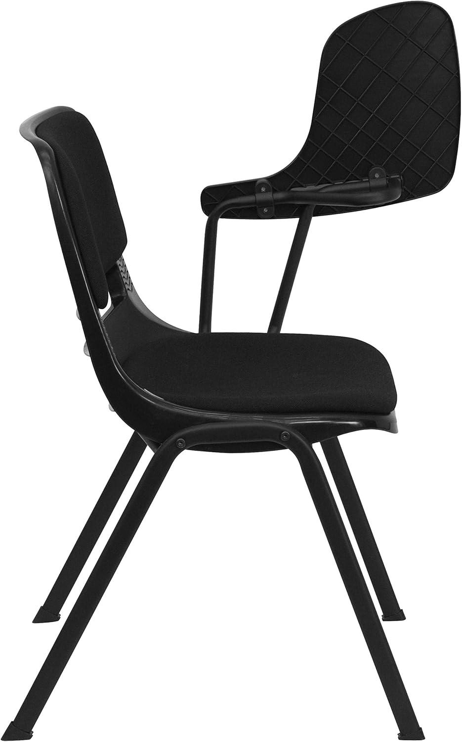 imageFlash Furniture HERCULES Series 661 lb Capacity Black Ergonomic Shell Stack Chair with Black Frame and 16 Seat HeightBlack