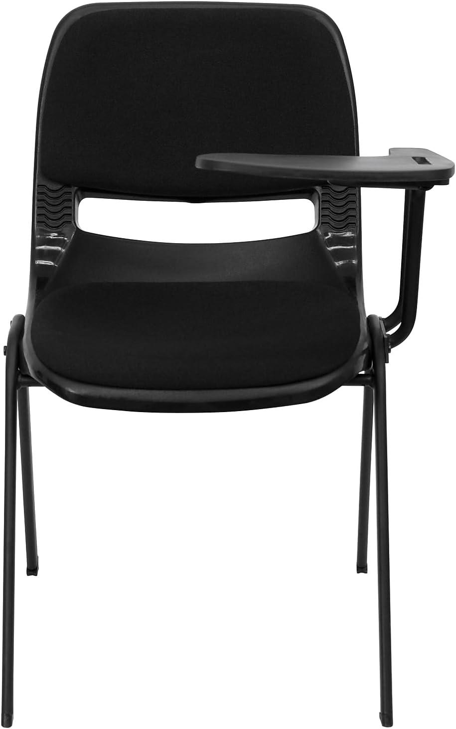 imageFlash Furniture HERCULES Series 661 lb Capacity Black Ergonomic Shell Stack Chair with Black Frame and 16 Seat HeightBlack Padded