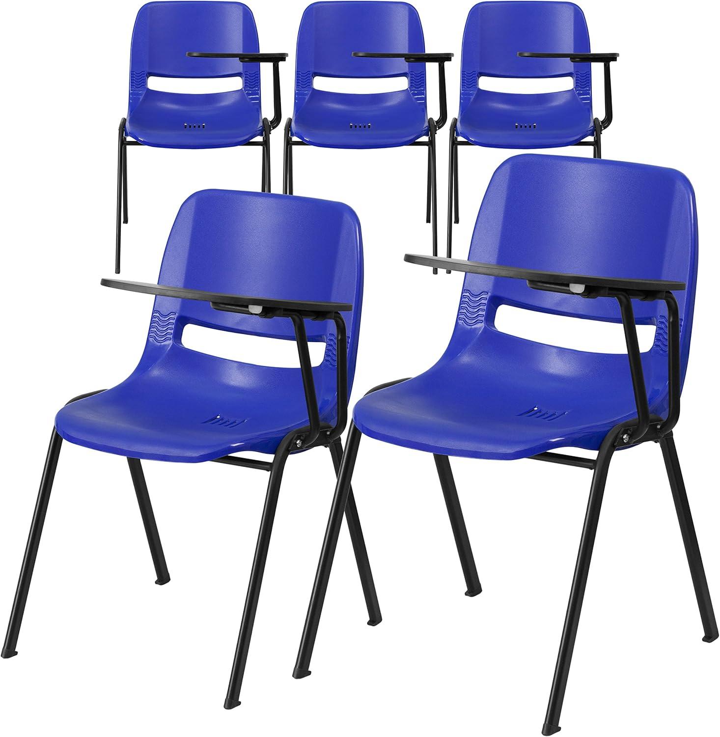 imageFlash Furniture HERCULES Series 661 lb Capacity Black Ergonomic Shell Stack Chair with Black Frame and 16 Seat HeightBlue