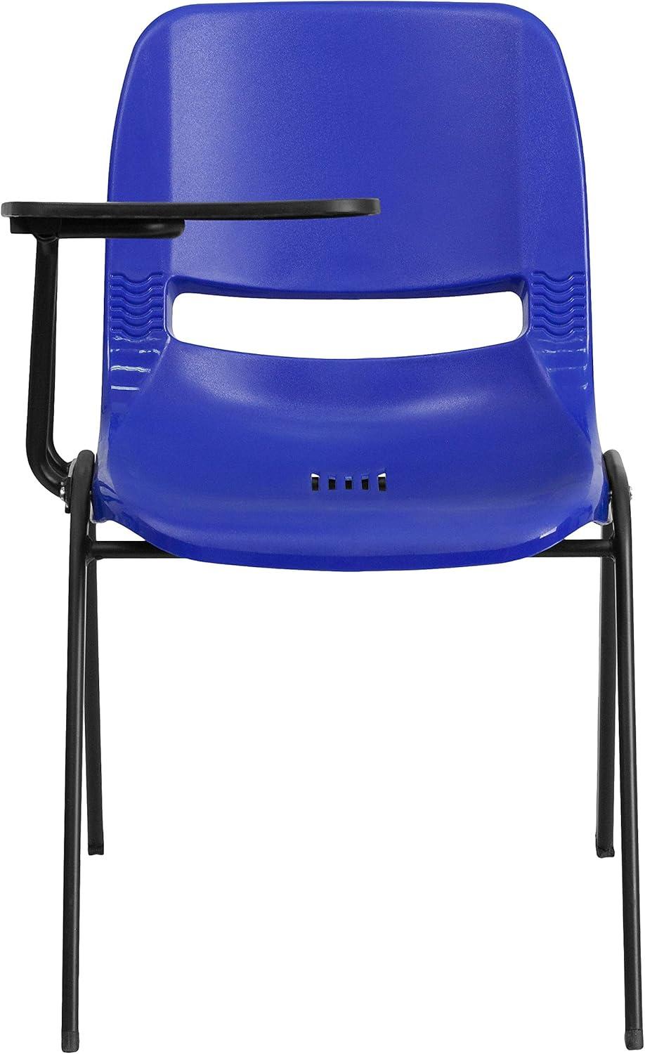 imageFlash Furniture HERCULES Series 661 lb Capacity Black Ergonomic Shell Stack Chair with Black Frame and 16 Seat HeightBlue