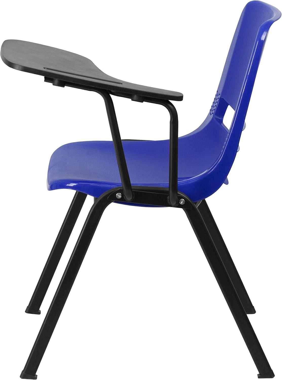 imageFlash Furniture HERCULES Series 661 lb Capacity Black Ergonomic Shell Stack Chair with Black Frame and 16 Seat HeightBlue