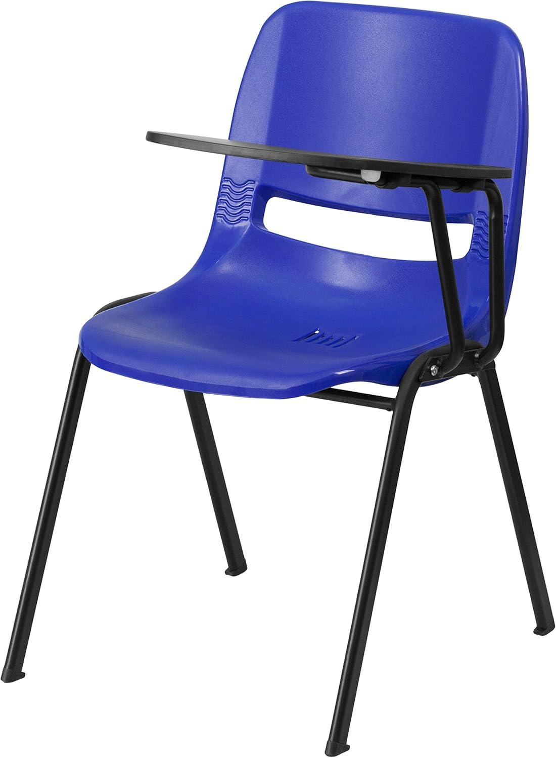 imageFlash Furniture HERCULES Series 661 lb Capacity Black Ergonomic Shell Stack Chair with Black Frame and 16 Seat HeightBlue