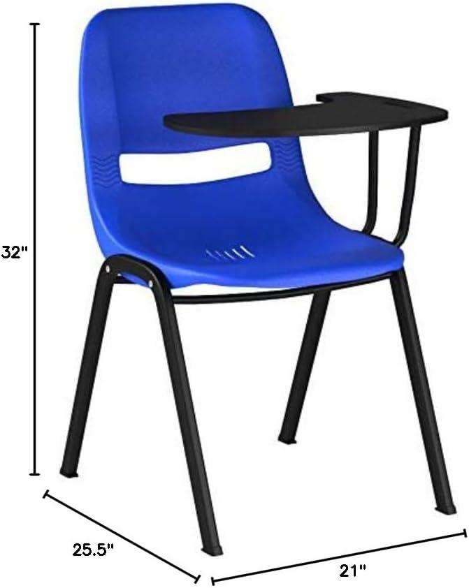imageFlash Furniture HERCULES Series 661 lb Capacity Black Ergonomic Shell Stack Chair with Black Frame and 16 Seat HeightBlue