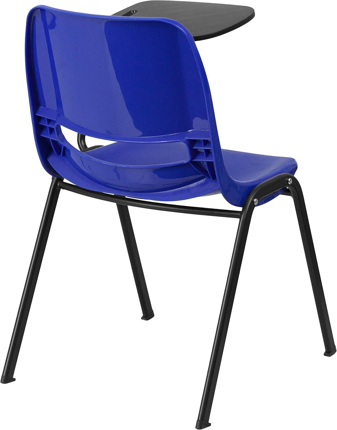 imageFlash Furniture HERCULES Series 661 lb Capacity Black Ergonomic Shell Stack Chair with Black Frame and 16 Seat HeightBlue