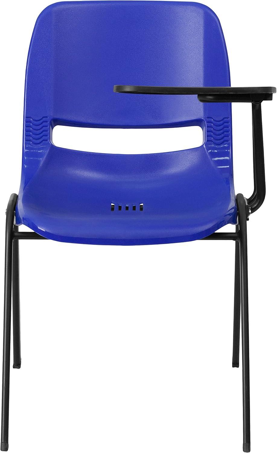 imageFlash Furniture HERCULES Series 661 lb Capacity Black Ergonomic Shell Stack Chair with Black Frame and 16 Seat HeightBlue