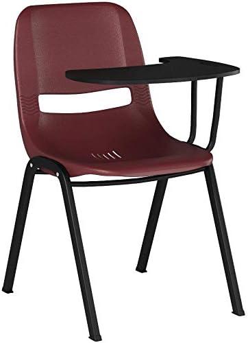 imageFlash Furniture HERCULES Series 661 lb Capacity Black Ergonomic Shell Stack Chair with Black Frame and 16 Seat HeightBurgundy