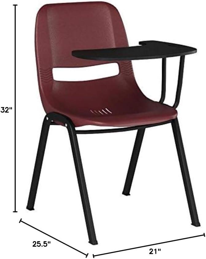 imageFlash Furniture HERCULES Series 661 lb Capacity Black Ergonomic Shell Stack Chair with Black Frame and 16 Seat HeightBurgundy
