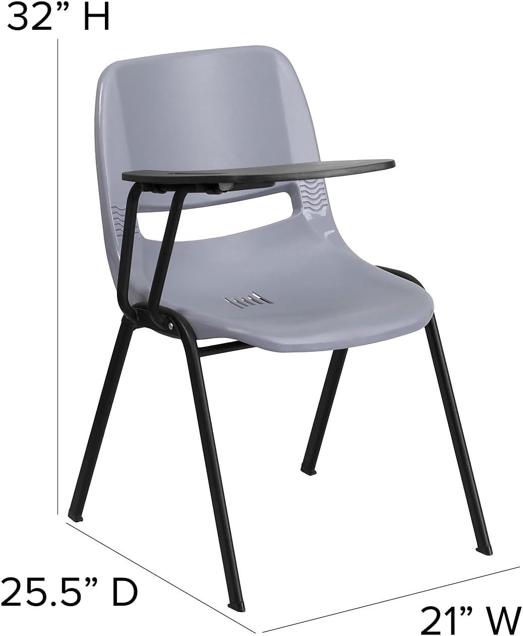 imageFlash Furniture HERCULES Series 661 lb Capacity Black Ergonomic Shell Stack Chair with Black Frame and 16 Seat HeightGrey