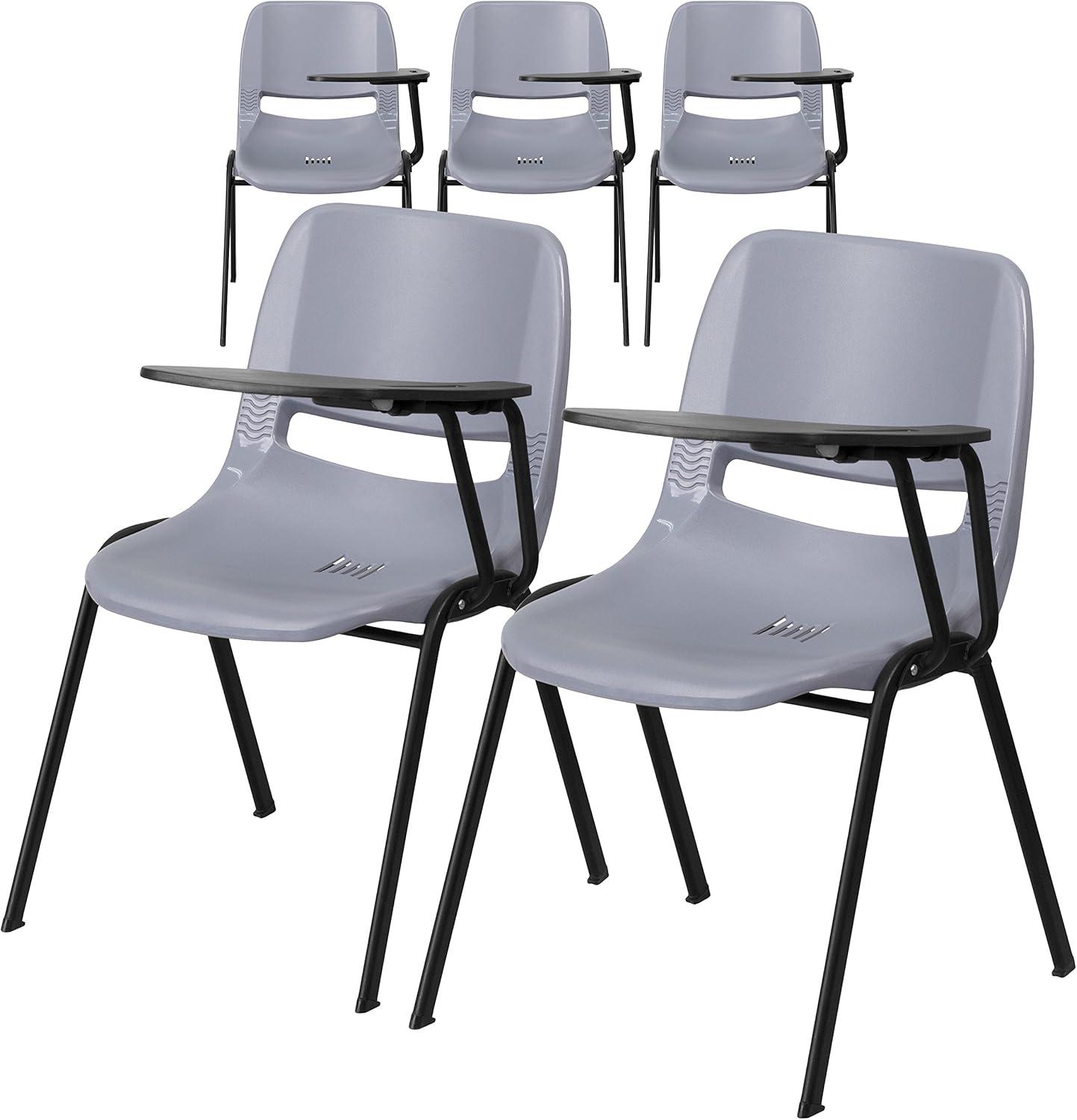 imageFlash Furniture HERCULES Series 661 lb Capacity Black Ergonomic Shell Stack Chair with Black Frame and 16 Seat HeightGrey
