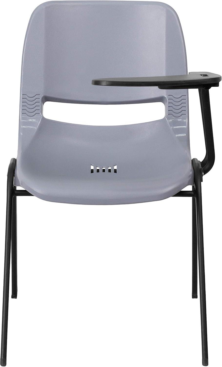 imageFlash Furniture HERCULES Series 661 lb Capacity Black Ergonomic Shell Stack Chair with Black Frame and 16 Seat HeightGrey