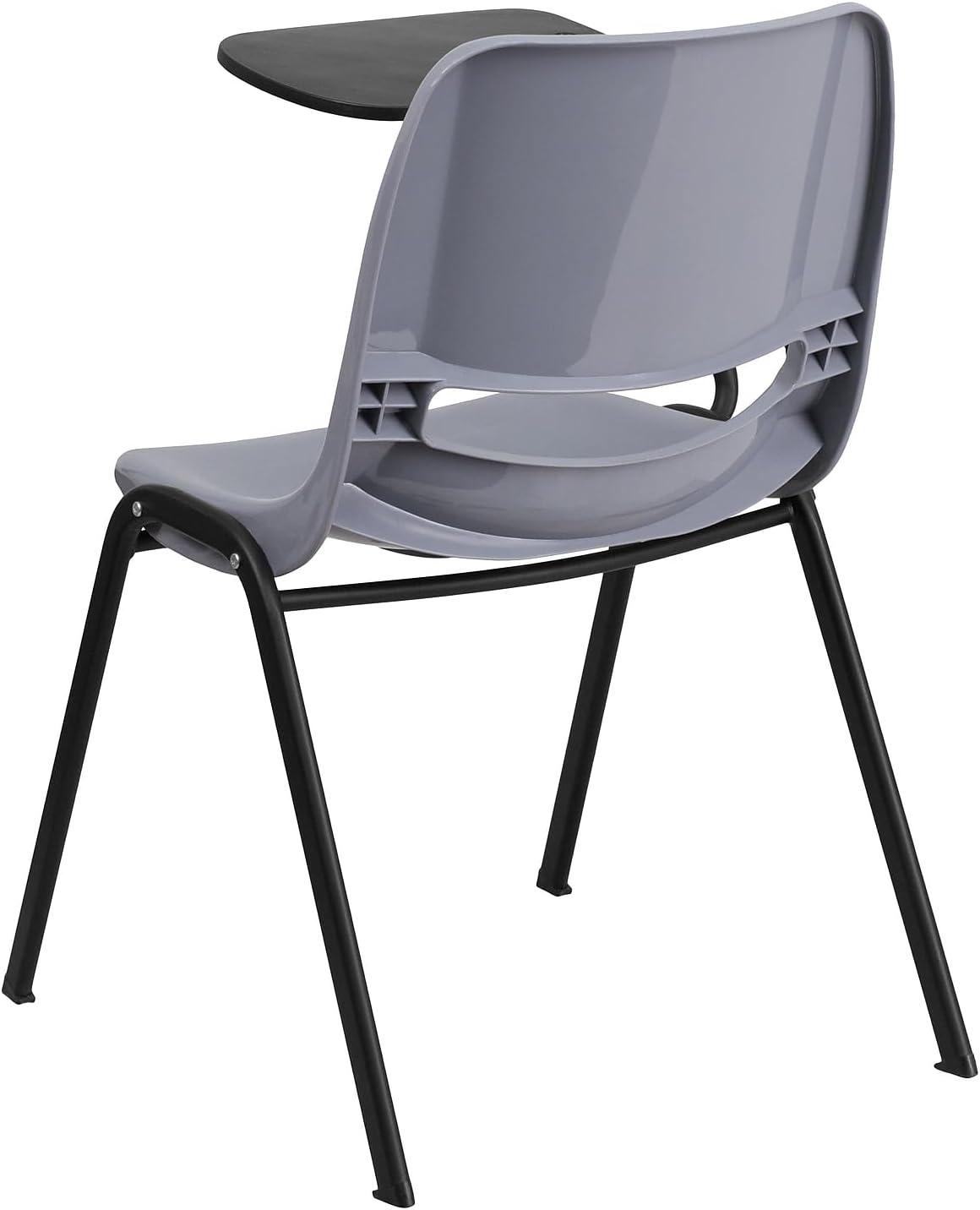 imageFlash Furniture HERCULES Series 661 lb Capacity Black Ergonomic Shell Stack Chair with Black Frame and 16 Seat HeightGrey