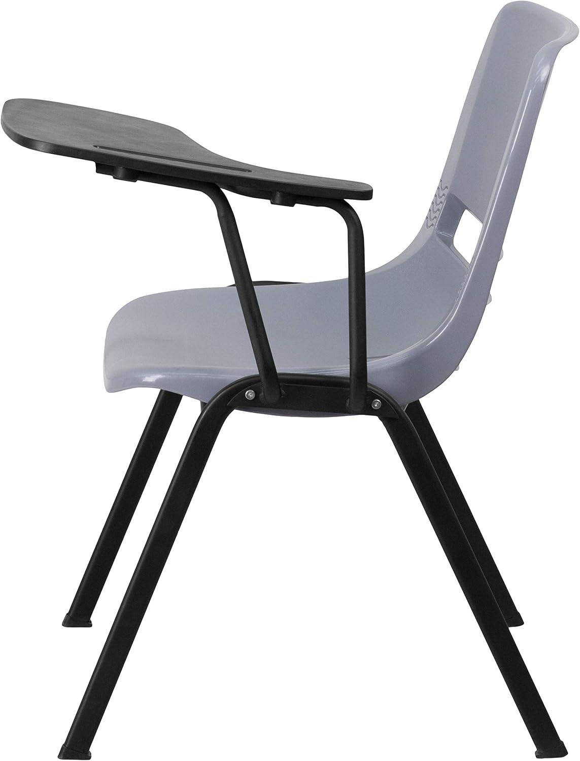imageFlash Furniture HERCULES Series 661 lb Capacity Black Ergonomic Shell Stack Chair with Black Frame and 16 Seat HeightGrey