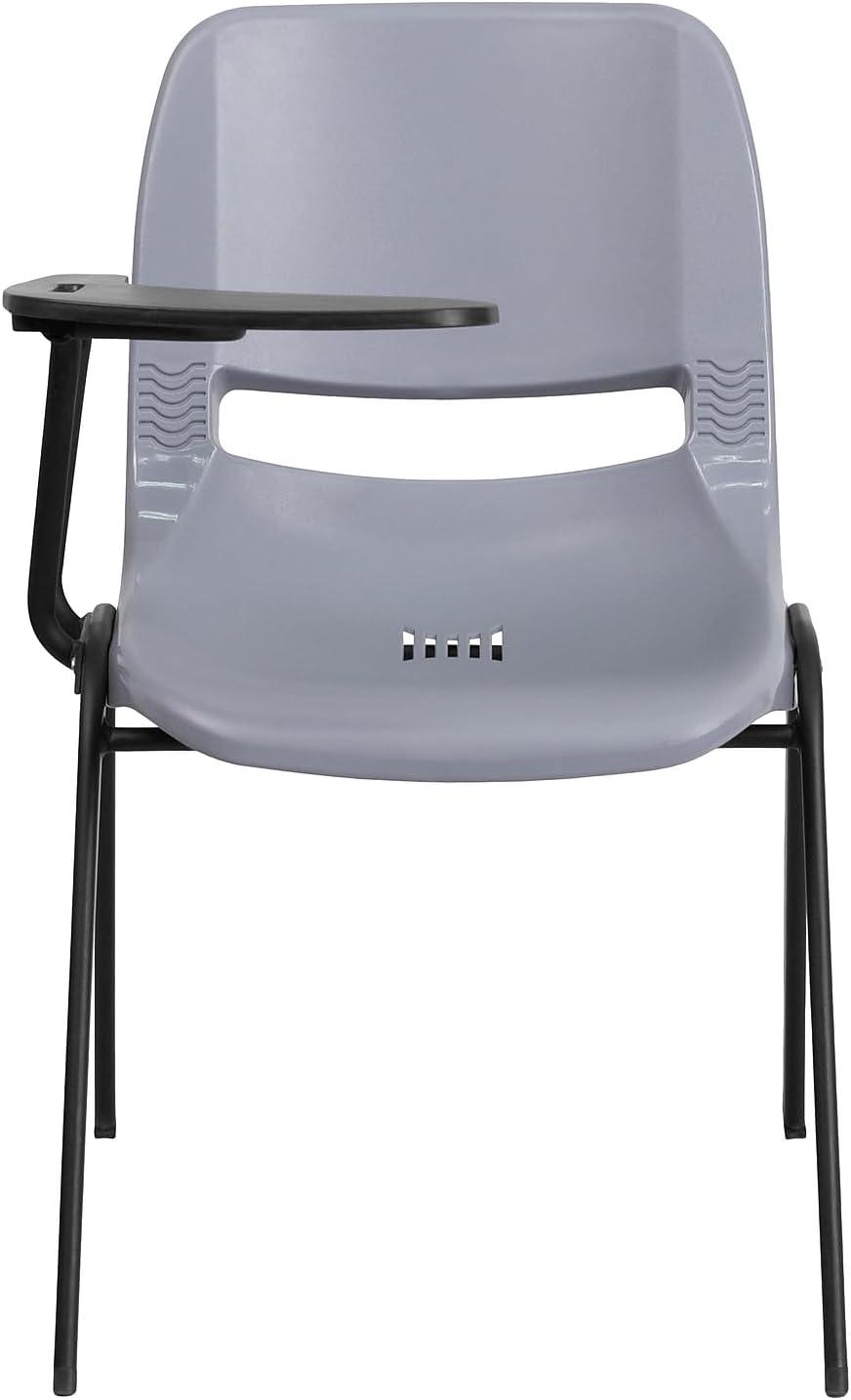 imageFlash Furniture HERCULES Series 661 lb Capacity Black Ergonomic Shell Stack Chair with Black Frame and 16 Seat HeightGrey