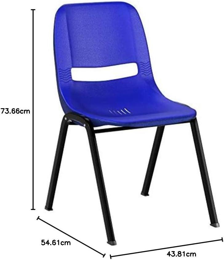 imageFlash Furniture HERCULES Series 661 lb Capacity Black Ergonomic Shell Stack Chair with Black Frame and 16 Seat HeightNavy PlasticBlack Frame