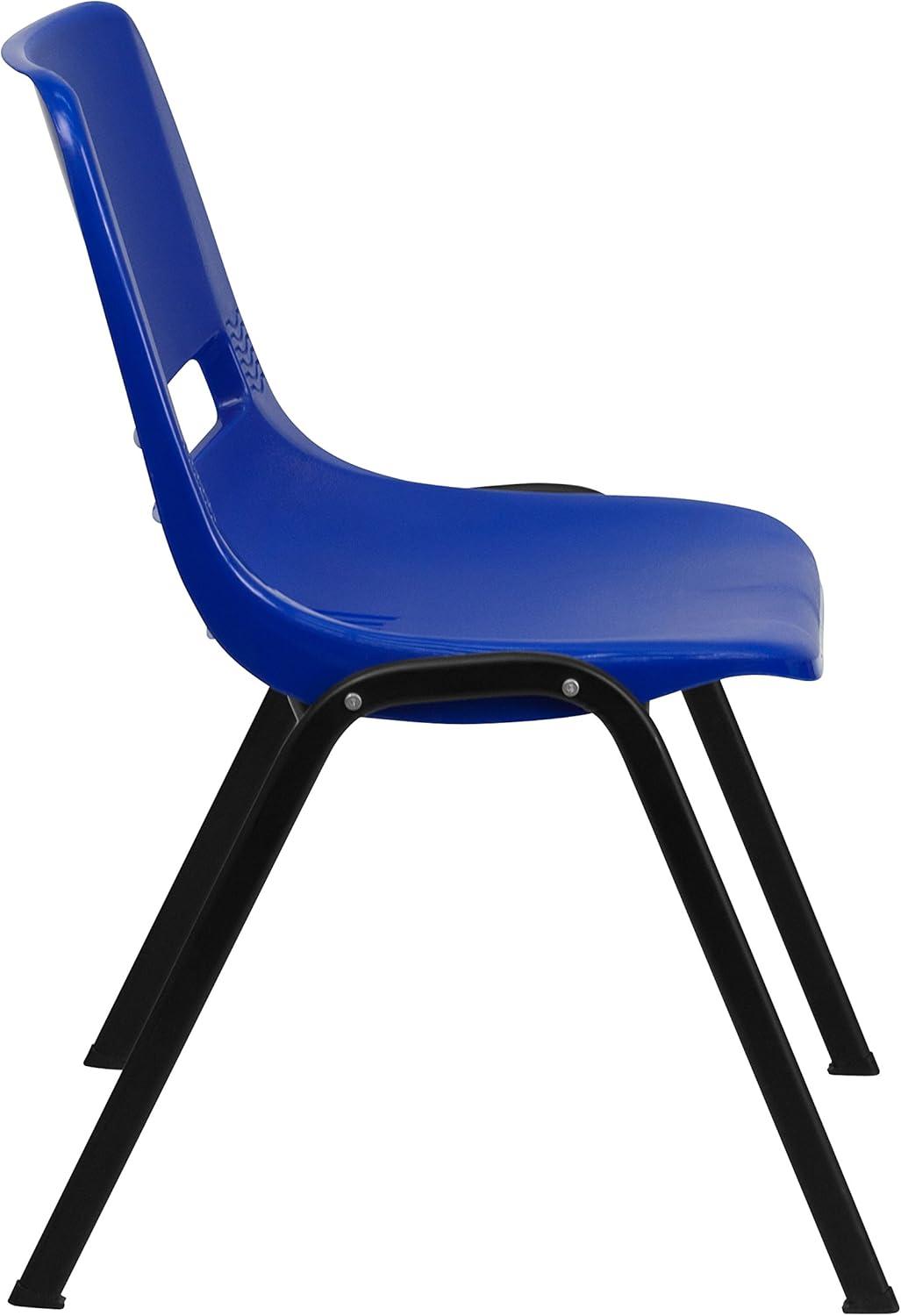 imageFlash Furniture HERCULES Series 661 lb Capacity Black Ergonomic Shell Stack Chair with Black Frame and 16 Seat HeightNavy PlasticBlack Frame