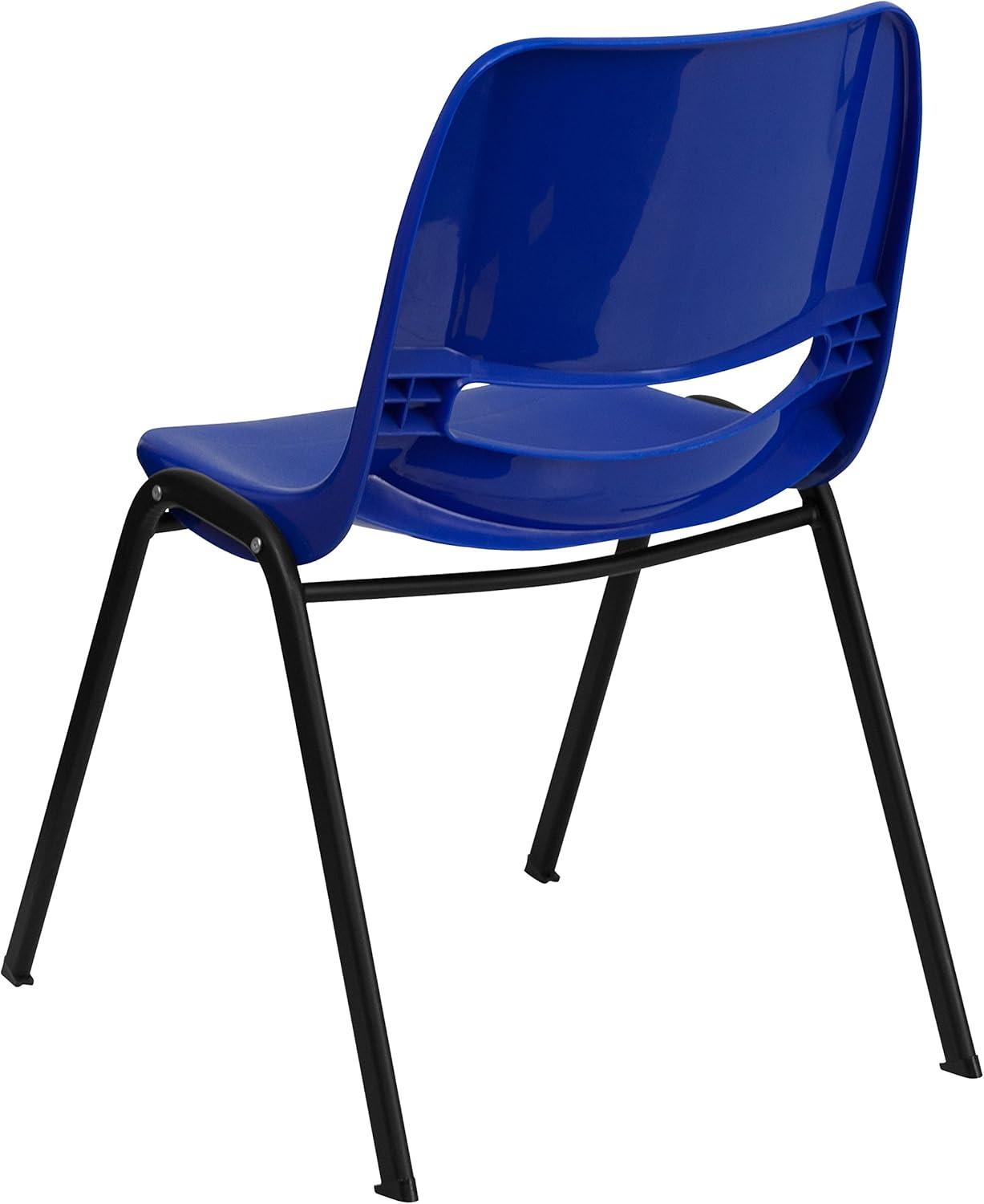 imageFlash Furniture HERCULES Series 661 lb Capacity Black Ergonomic Shell Stack Chair with Black Frame and 16 Seat HeightNavy PlasticBlack Frame