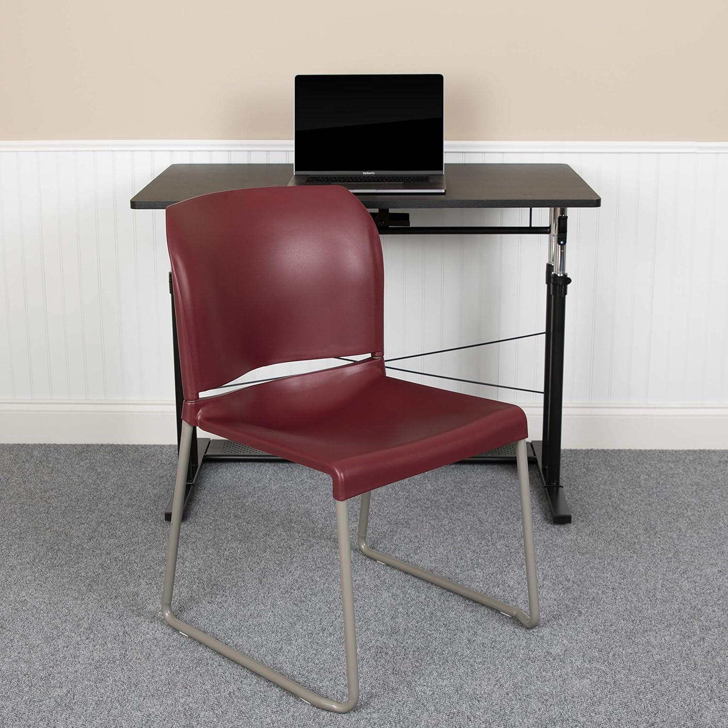imageFlash Furniture HERCULES Series 880 lb Capacity Yellow Full Back Contoured Stack Chair with Gray Powder Coated Sled BaseBurgundy