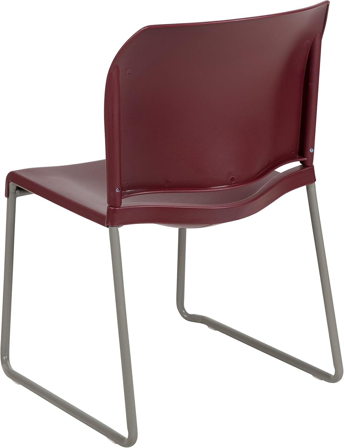 imageFlash Furniture HERCULES Series 880 lb Capacity Yellow Full Back Contoured Stack Chair with Gray Powder Coated Sled BaseBurgundy