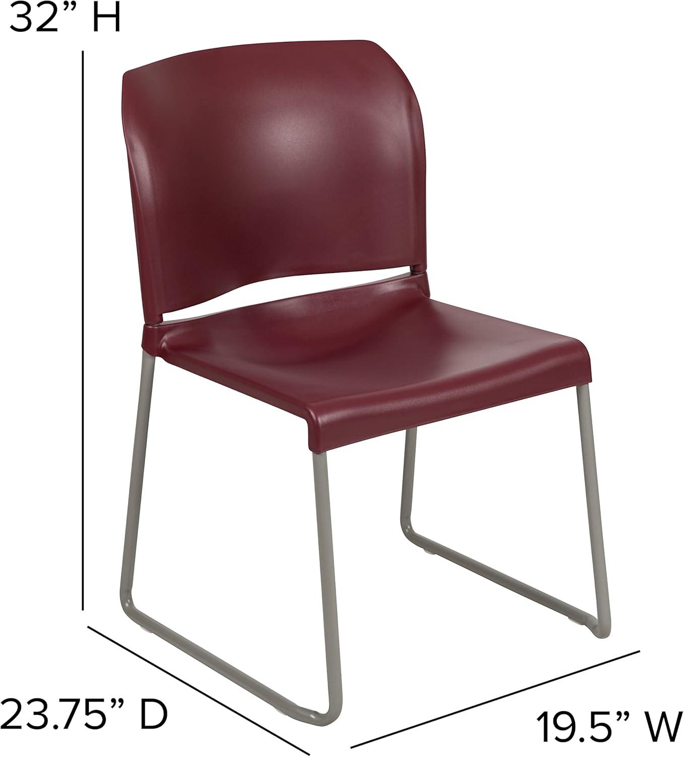 imageFlash Furniture HERCULES Series 880 lb Capacity Yellow Full Back Contoured Stack Chair with Gray Powder Coated Sled BaseBurgundy