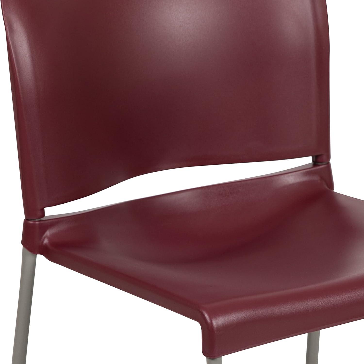 imageFlash Furniture HERCULES Series 880 lb Capacity Yellow Full Back Contoured Stack Chair with Gray Powder Coated Sled BaseBurgundy