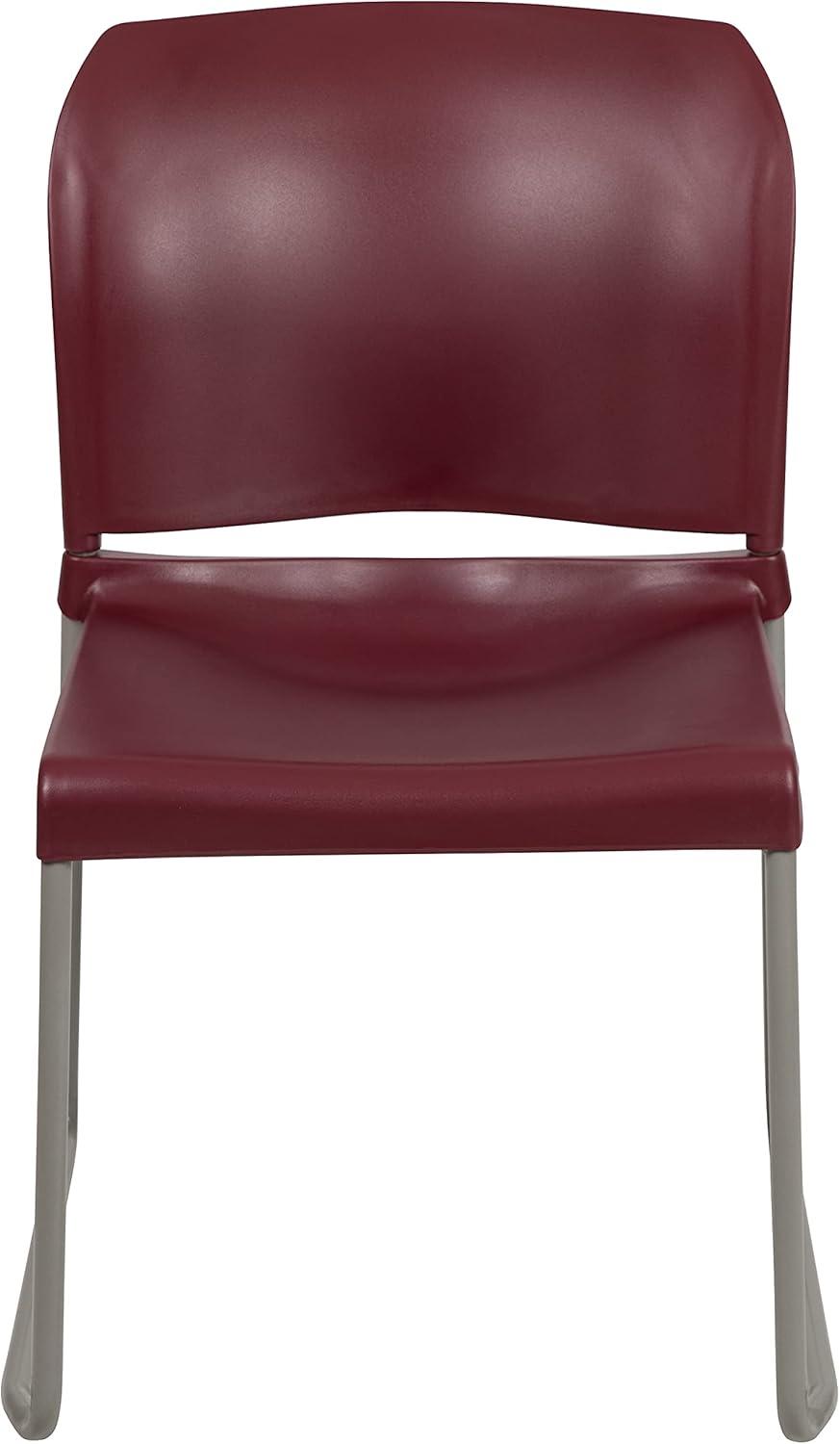 imageFlash Furniture HERCULES Series 880 lb Capacity Yellow Full Back Contoured Stack Chair with Gray Powder Coated Sled BaseBurgundy