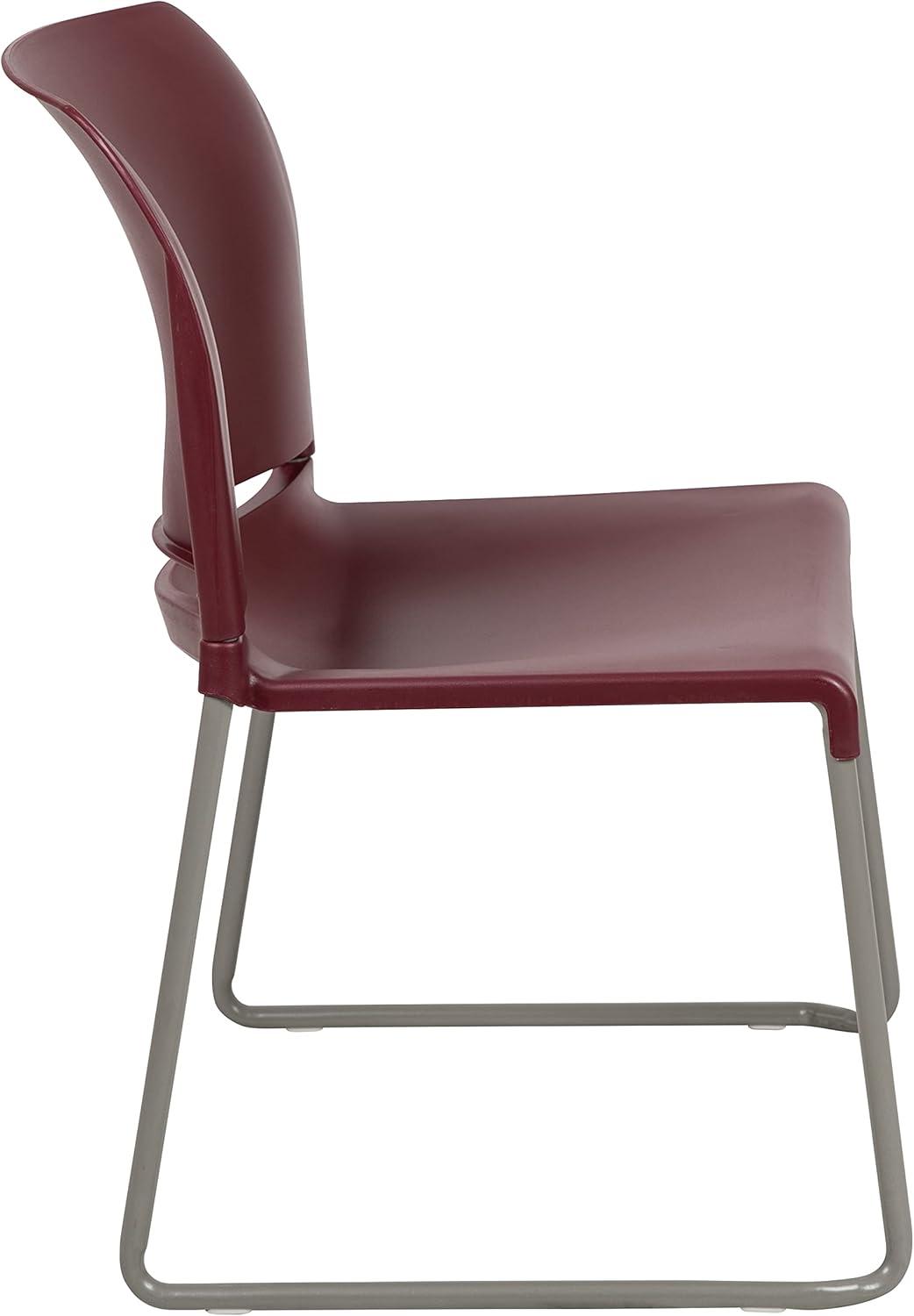 imageFlash Furniture HERCULES Series 880 lb Capacity Yellow Full Back Contoured Stack Chair with Gray Powder Coated Sled BaseBurgundy