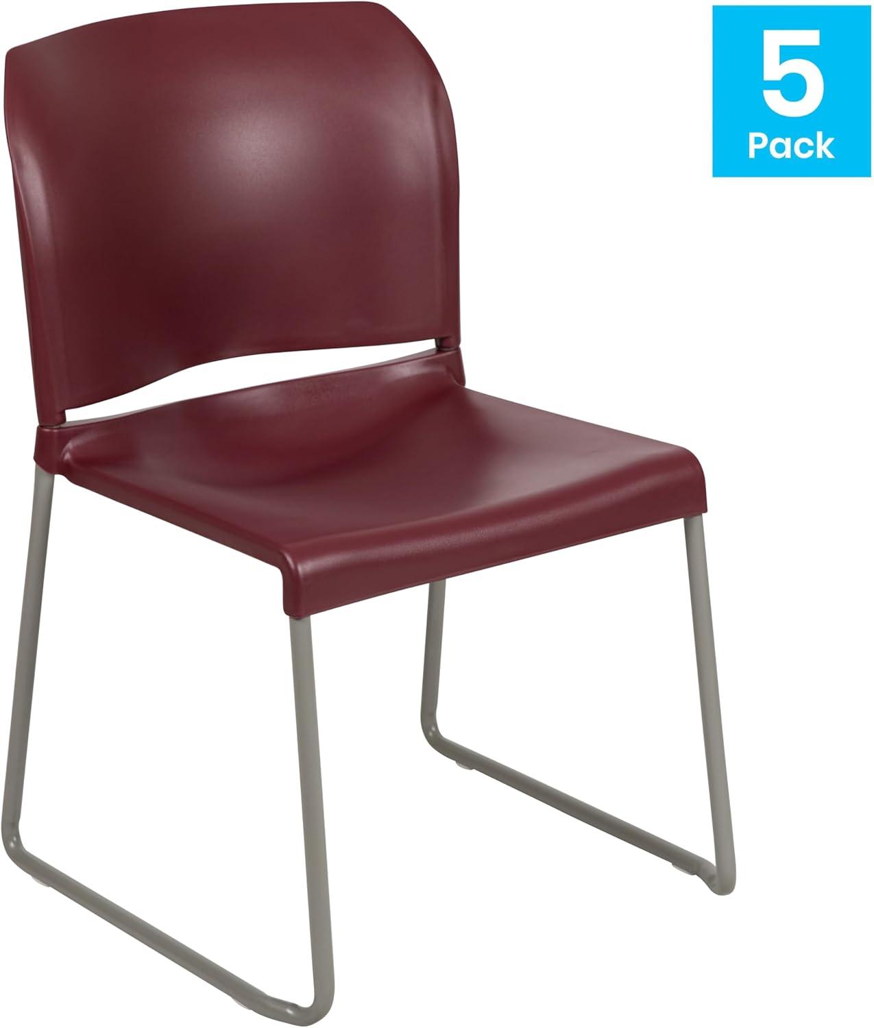 imageFlash Furniture HERCULES Series 880 lb Capacity Yellow Full Back Contoured Stack Chair with Gray Powder Coated Sled BaseBurgundy
