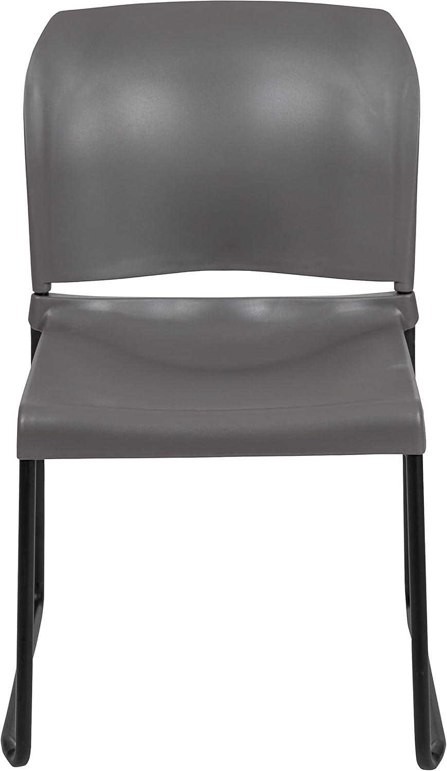 imageFlash Furniture HERCULES Series 880 lb Capacity Yellow Full Back Contoured Stack Chair with Gray Powder Coated Sled BaseGrey
