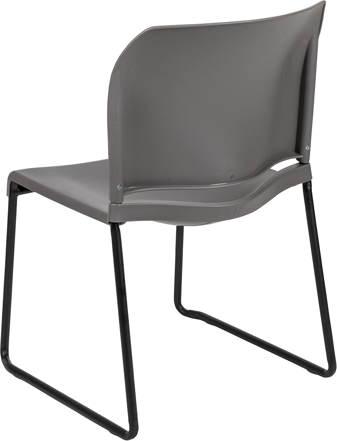 imageFlash Furniture HERCULES Series 880 lb Capacity Yellow Full Back Contoured Stack Chair with Gray Powder Coated Sled BaseGrey