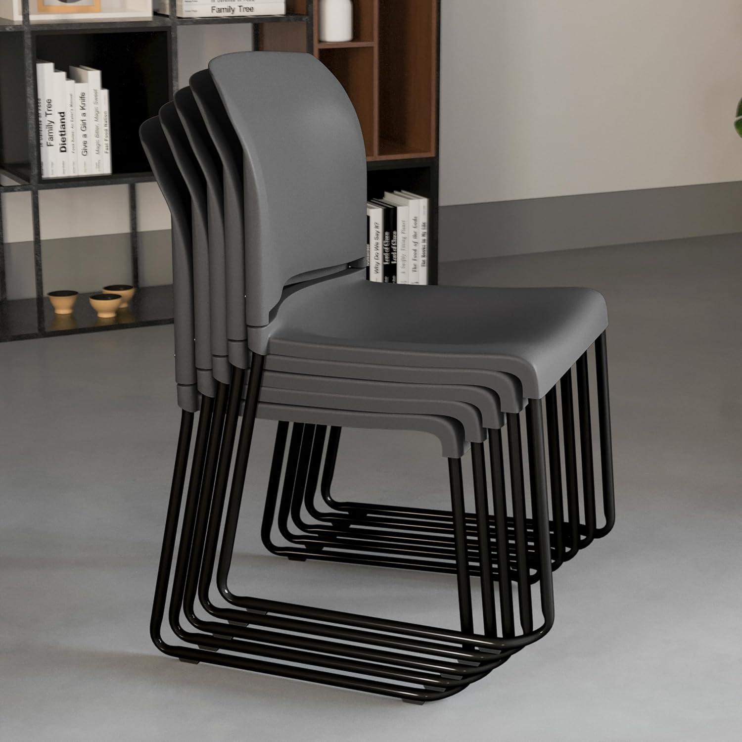 imageFlash Furniture HERCULES Series 880 lb Capacity Yellow Full Back Contoured Stack Chair with Gray Powder Coated Sled BaseGrey