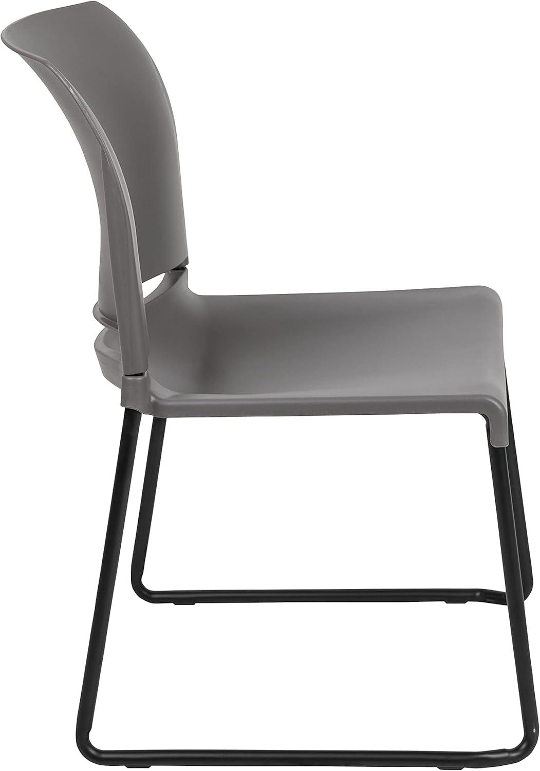 imageFlash Furniture HERCULES Series 880 lb Capacity Yellow Full Back Contoured Stack Chair with Gray Powder Coated Sled BaseGrey