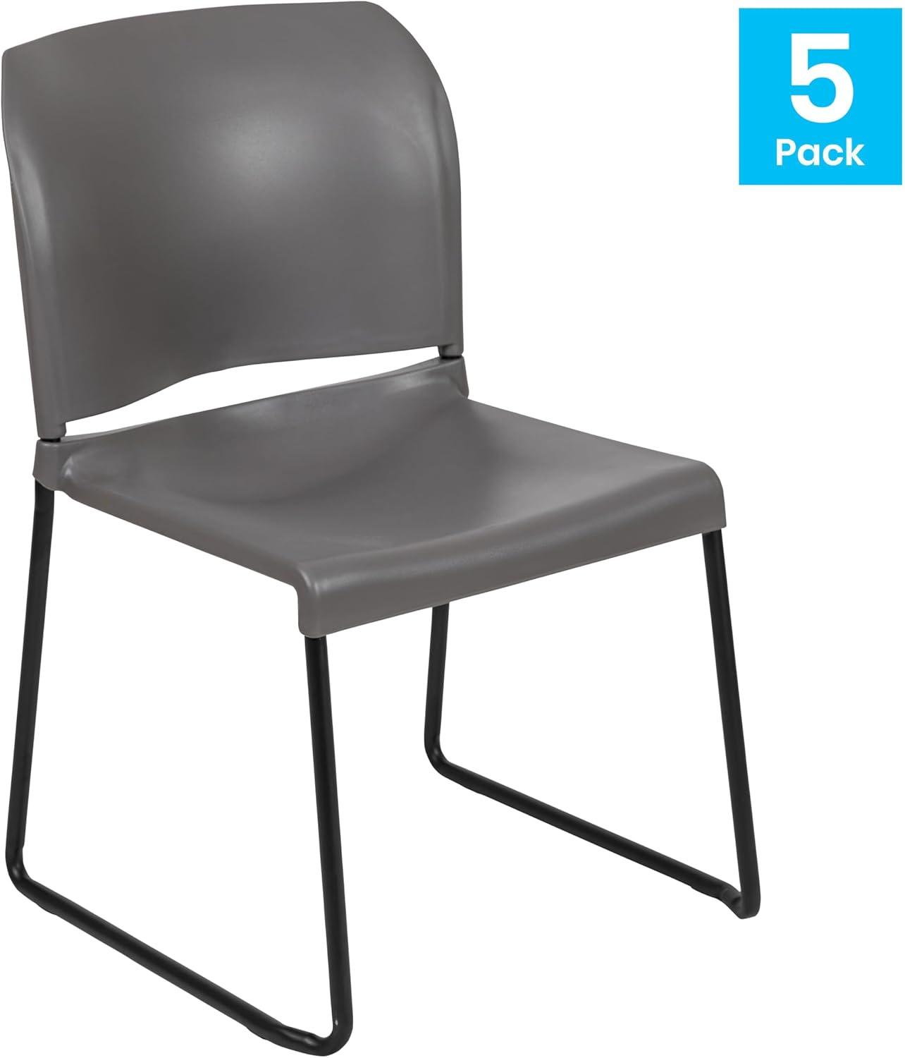 imageFlash Furniture HERCULES Series 880 lb Capacity Yellow Full Back Contoured Stack Chair with Gray Powder Coated Sled BaseGrey