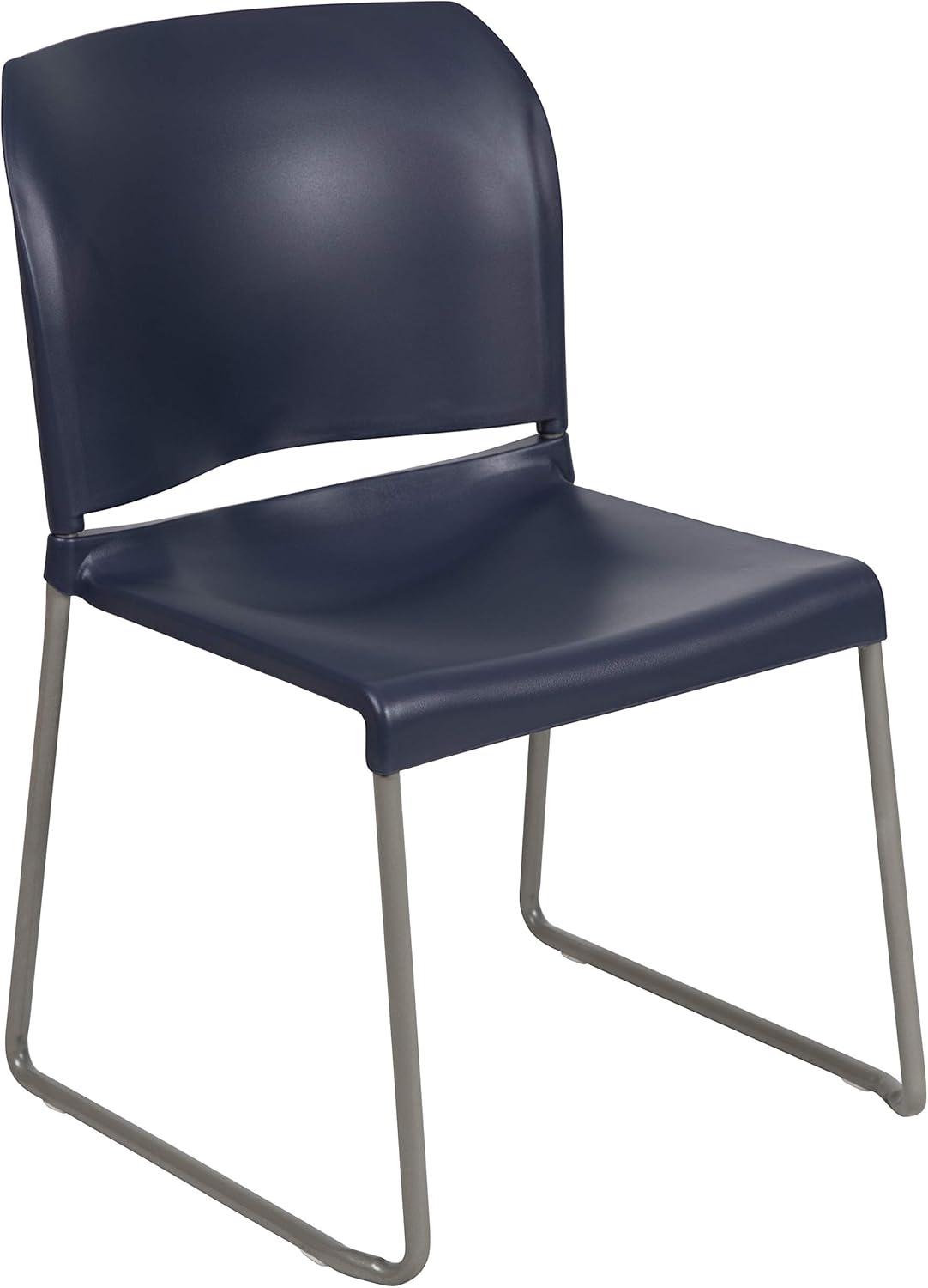 imageFlash Furniture HERCULES Series 880 lb Capacity Yellow Full Back Contoured Stack Chair with Gray Powder Coated Sled BaseNavy