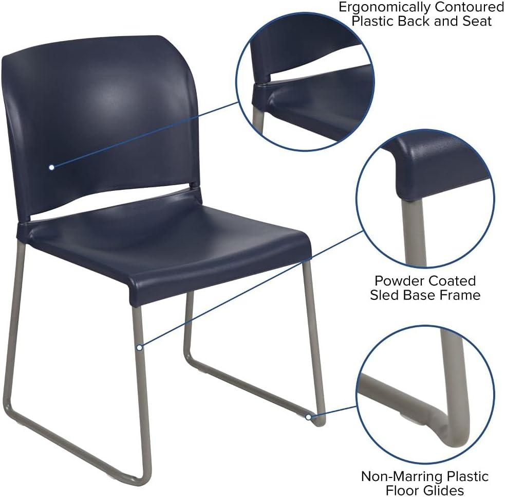 imageFlash Furniture HERCULES Series 880 lb Capacity Yellow Full Back Contoured Stack Chair with Gray Powder Coated Sled BaseNavy