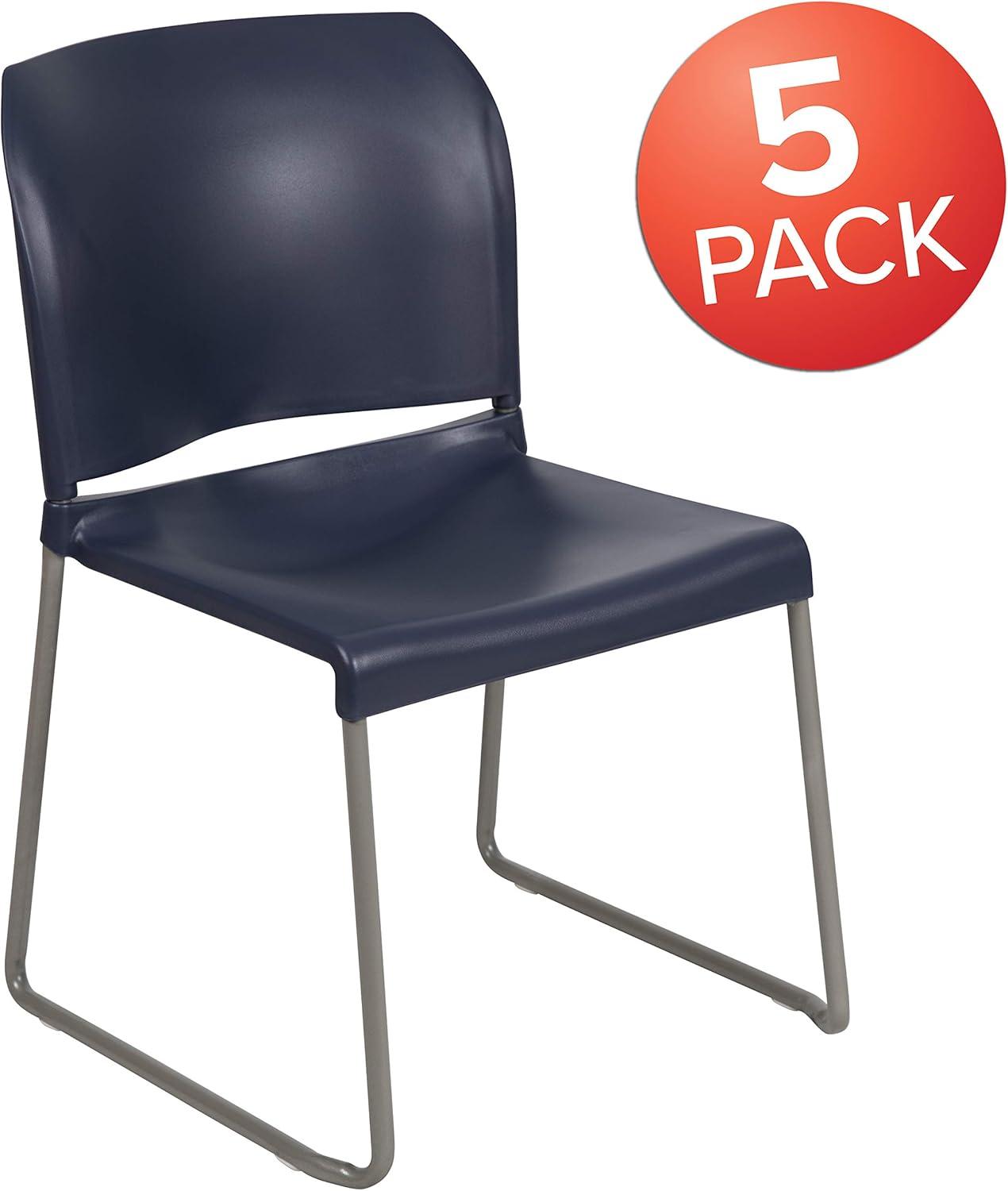 imageFlash Furniture HERCULES Series 880 lb Capacity Yellow Full Back Contoured Stack Chair with Gray Powder Coated Sled BaseNavy