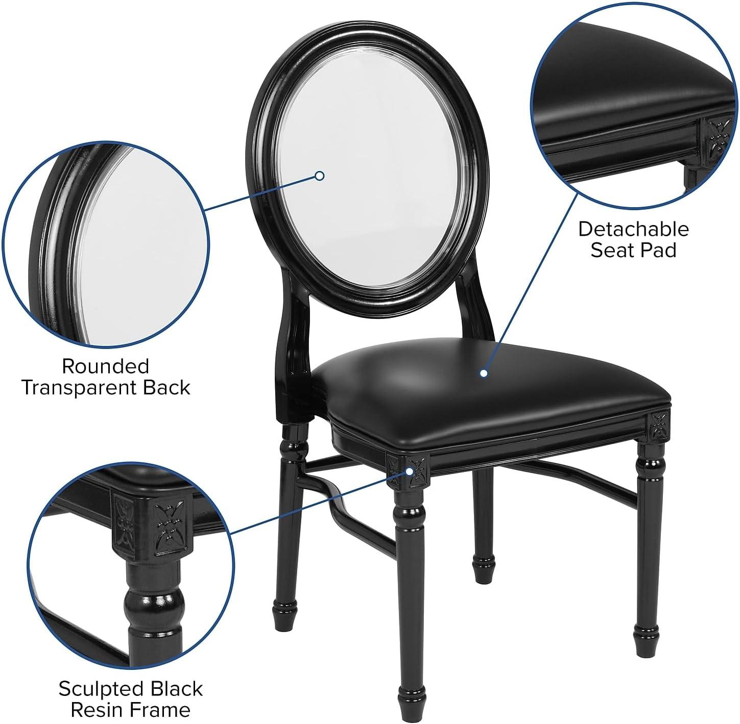 imageFlash Furniture HERCULES Series 900 lb Capacity King Louis Chair with Tufted Back Black Vinyl Seat and Black FrameTufted Black VinylBlack Frame