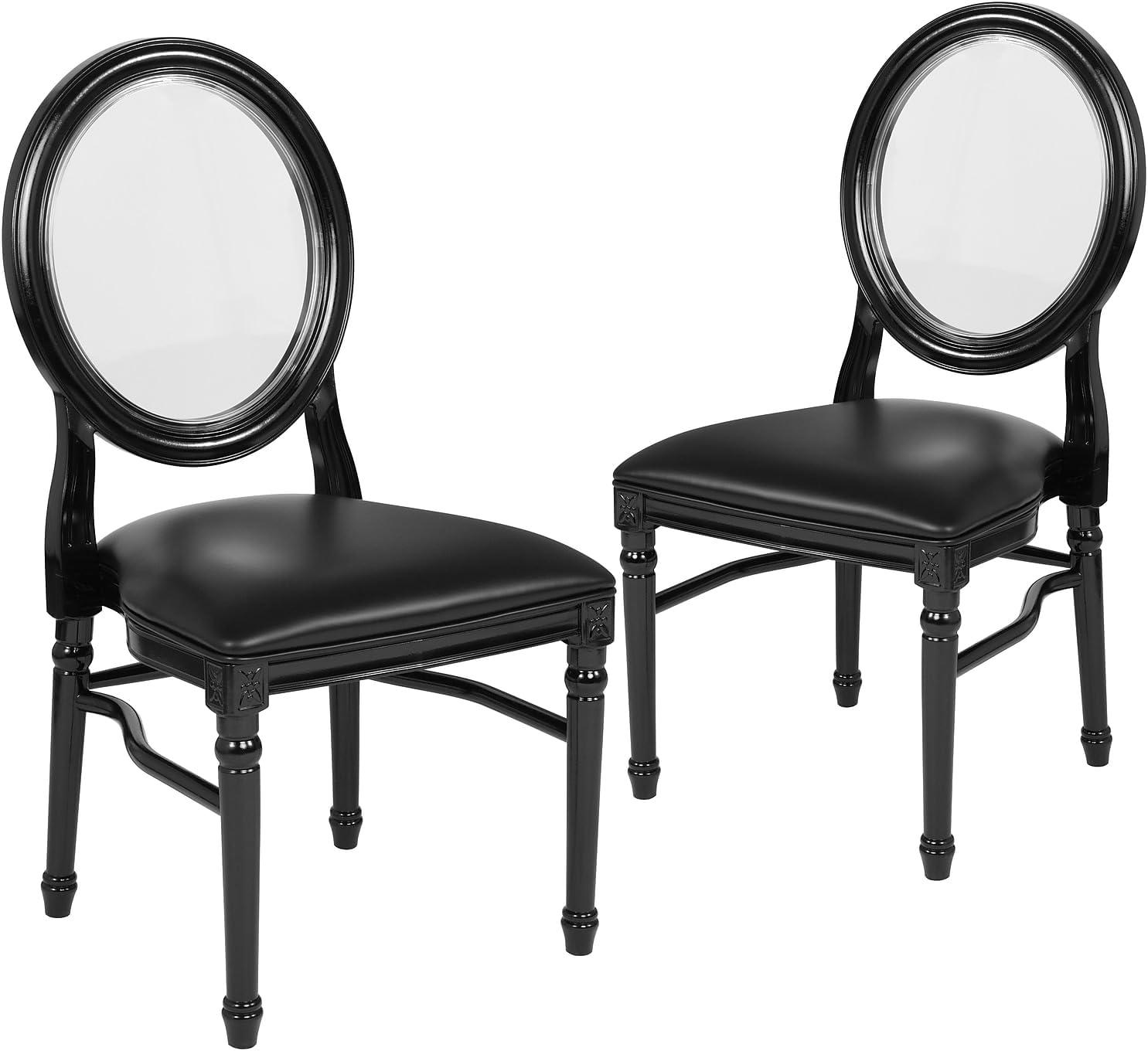 imageFlash Furniture HERCULES Series 900 lb Capacity King Louis Chair with Tufted Back Black Vinyl Seat and Black FrameTufted Black VinylBlack Frame
