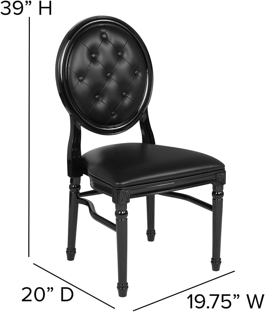 imageFlash Furniture HERCULES Series 900 lb Capacity King Louis Chair with Tufted Back Black Vinyl Seat and Black FrameTufted Black VinylBlack Frame