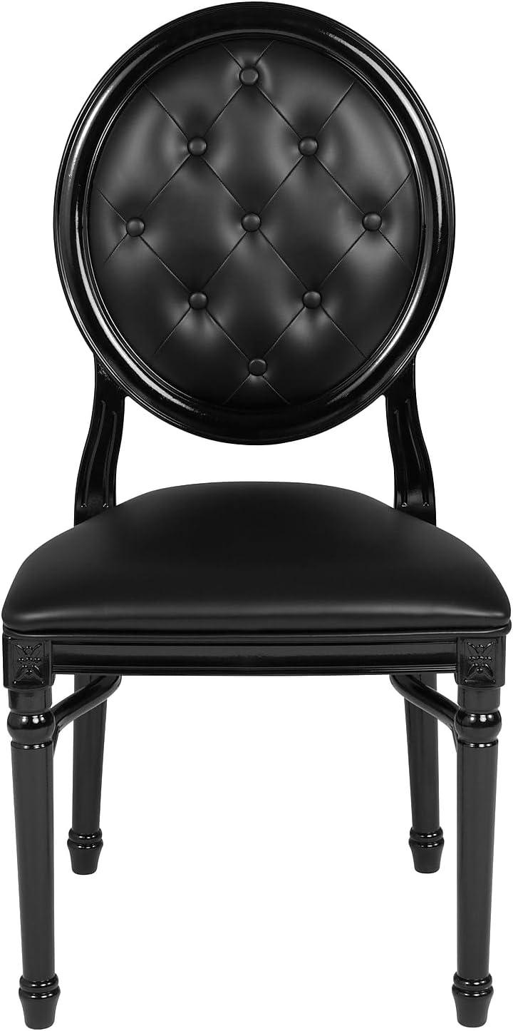 imageFlash Furniture HERCULES Series 900 lb Capacity King Louis Chair with Tufted Back Black Vinyl Seat and Black FrameTufted Black VinylBlack Frame