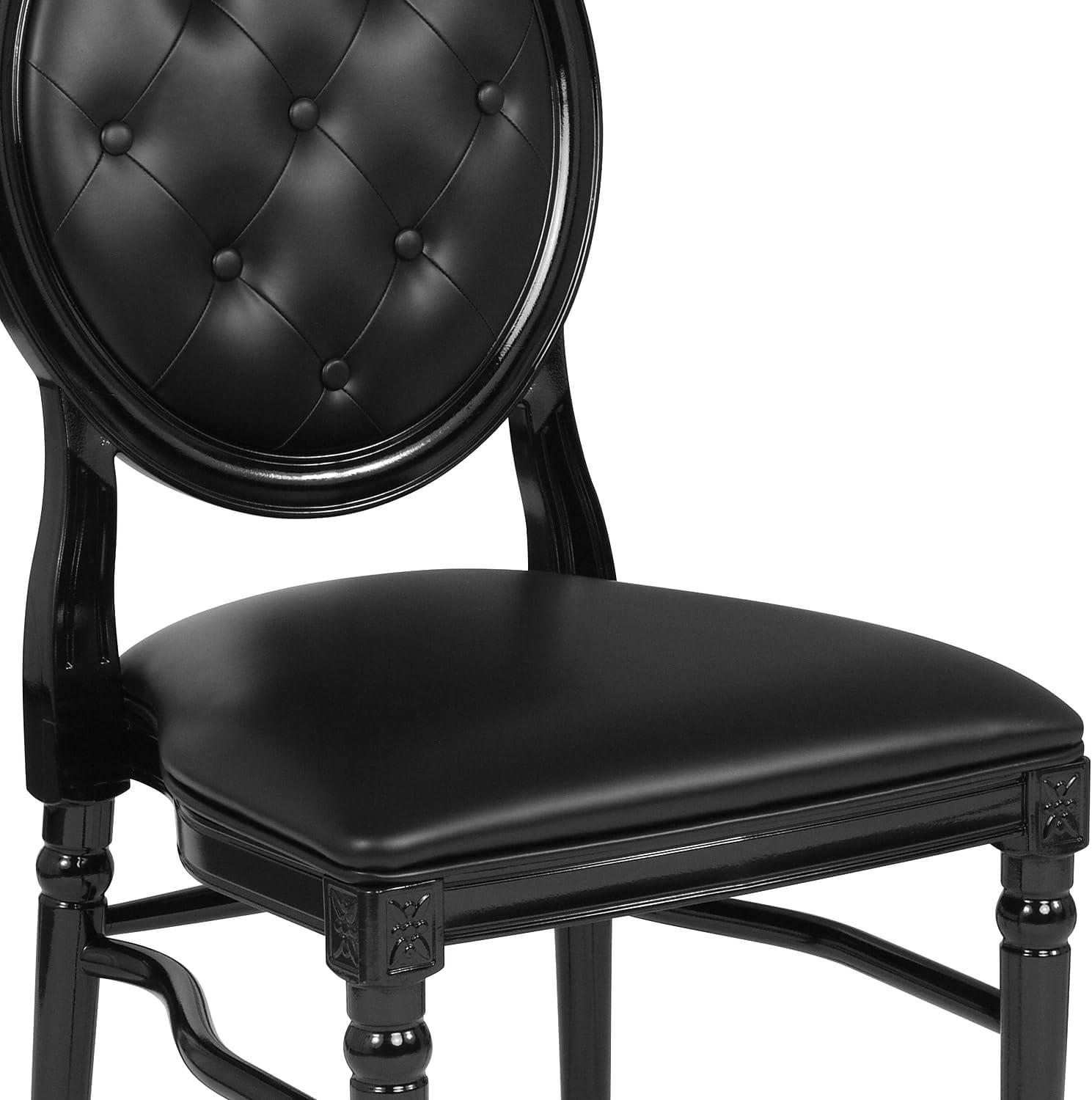 imageFlash Furniture HERCULES Series 900 lb Capacity King Louis Chair with Tufted Back Black Vinyl Seat and Black FrameTufted Black VinylBlack Frame
