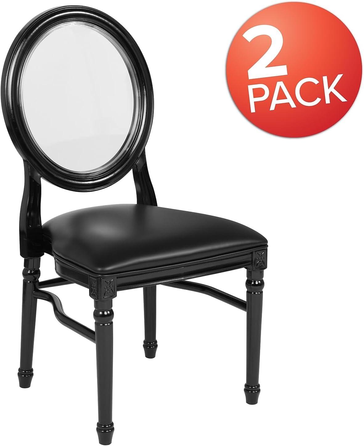 imageFlash Furniture HERCULES Series 900 lb Capacity King Louis Chair with Tufted Back Black Vinyl Seat and Black FrameTufted Black VinylBlack Frame